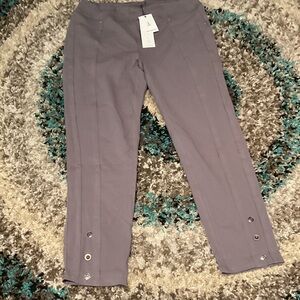 neon buddha Lavender Gray Cropped Button-Hem Pants